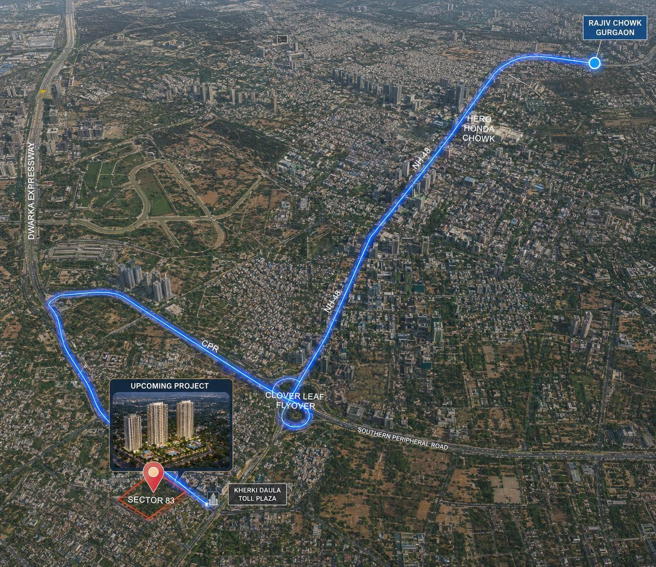 Location map for Sector 83, Gurgaon